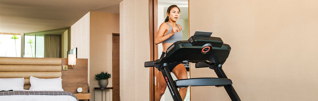 Woman enjoying a workout on the bowflex treadmill