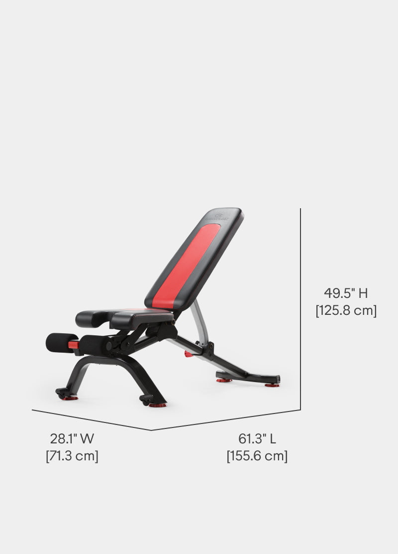 Dimensions for the 5.1S Adjustable Weight Bench.