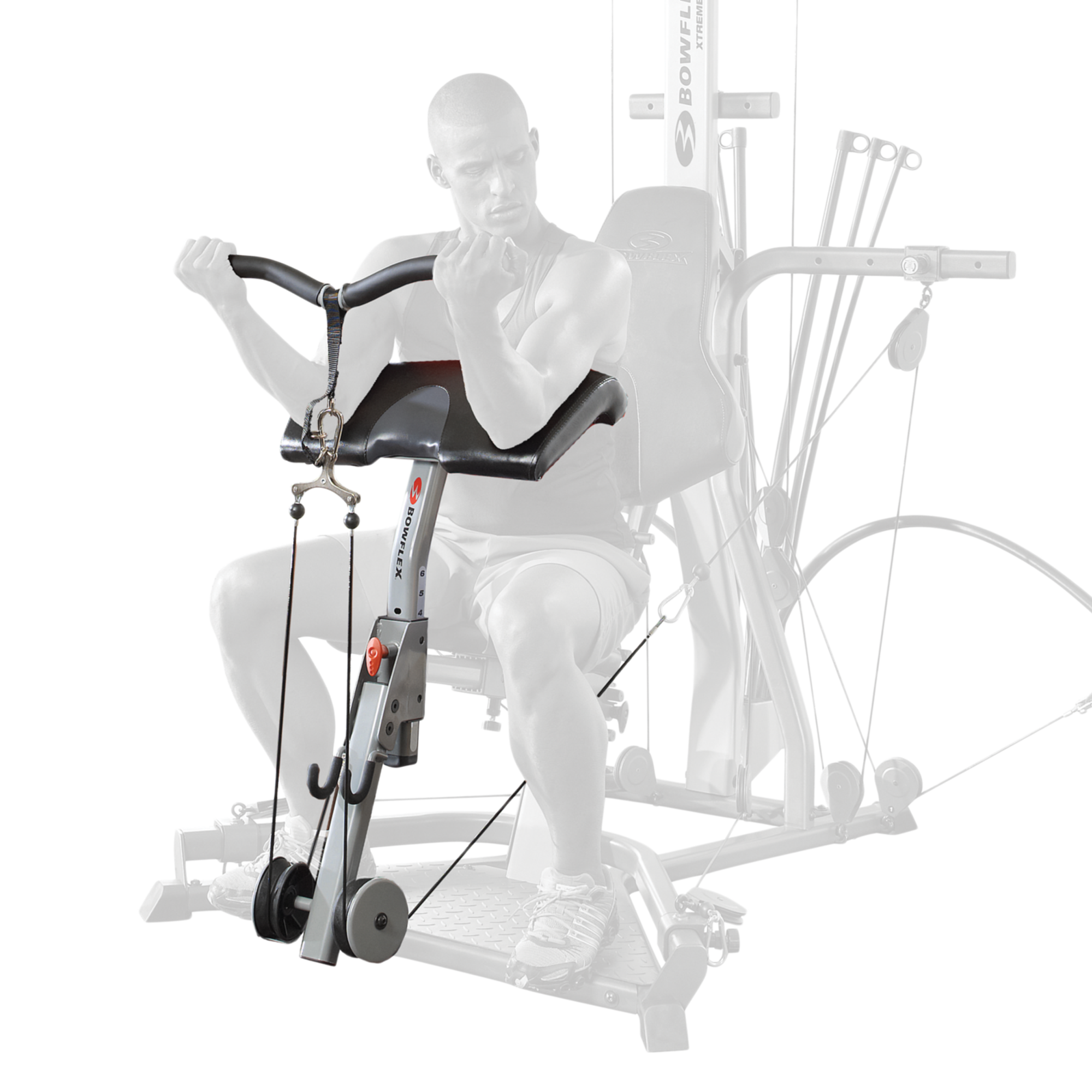 BowFlex Preacher Curl Attachment on white background.