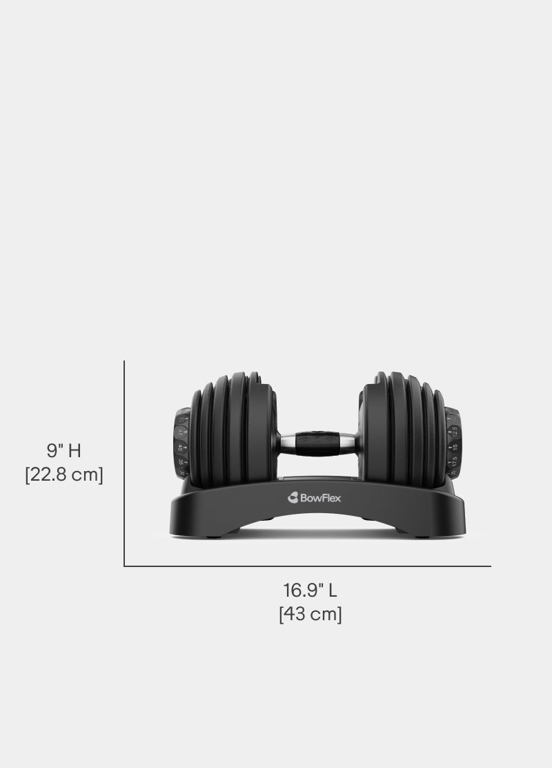 Side view of the dimensions for the Results Series 552 SelectTech Dumbbells.