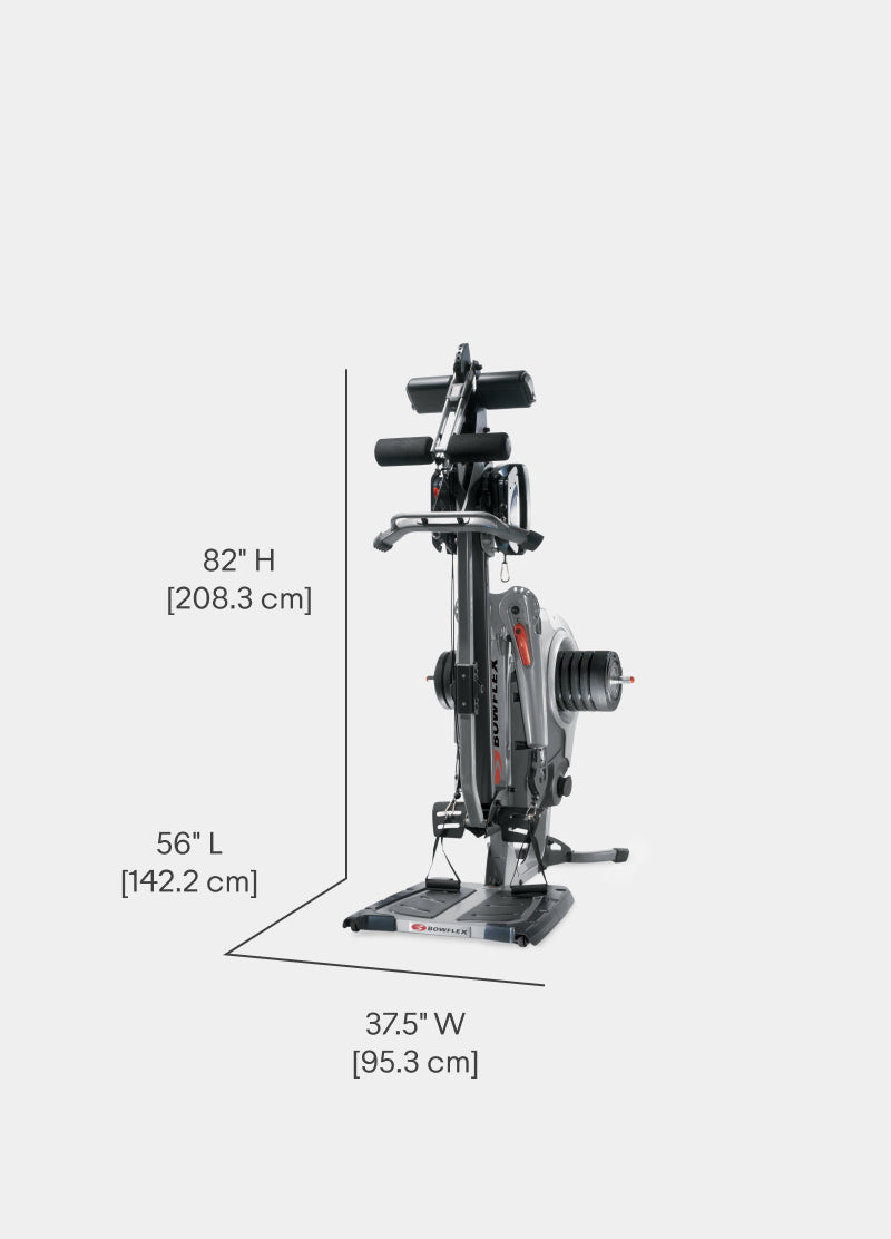 Dimensions for the Revolution Home Gym while stowed.