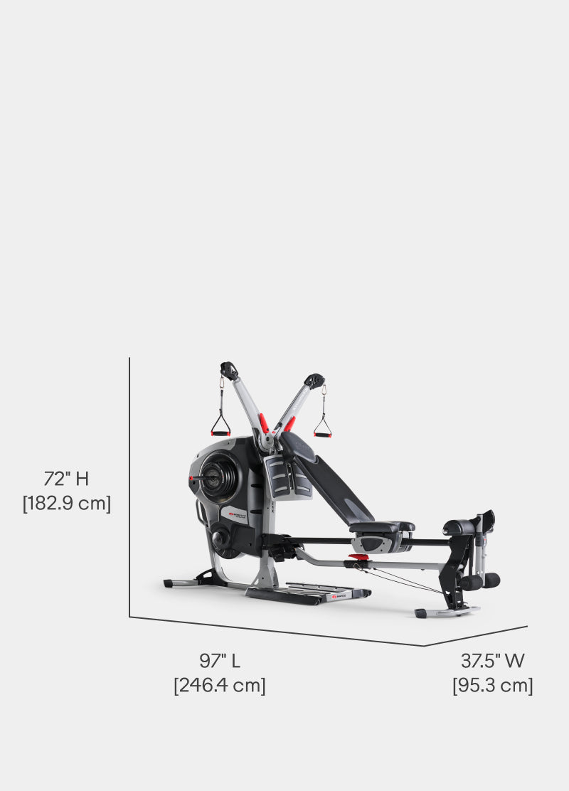 Dimensions for the Revolution Home Gym.