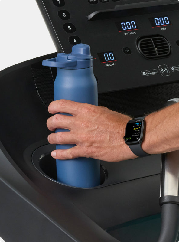 Water bottle holder on the BowFlex T6 Treadmill.