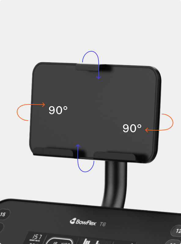 BowFlex T6 Treadmill media shelf tilt degree measurements.