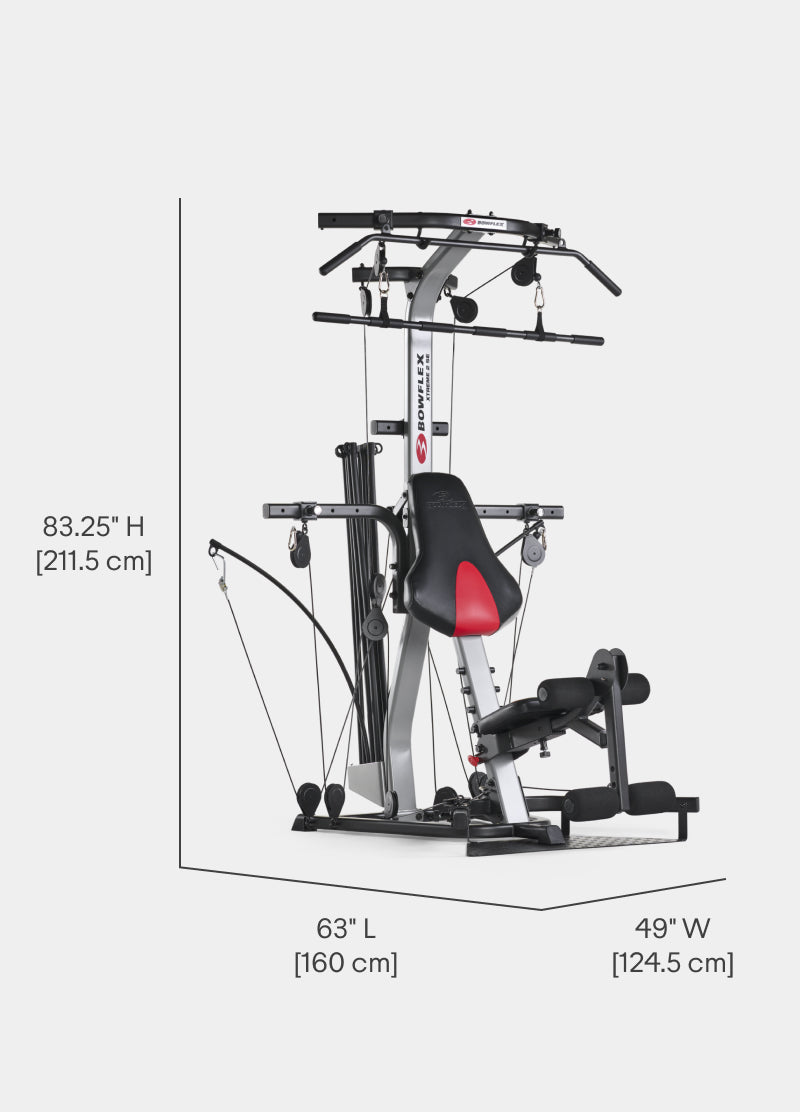 Dimensions for the Xtreme 2 SE Home Gym.