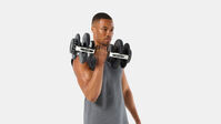 BowFlex Results Series 90 SelectTech Dumbbells - Man doing a curl with dumbbell--thumbnail