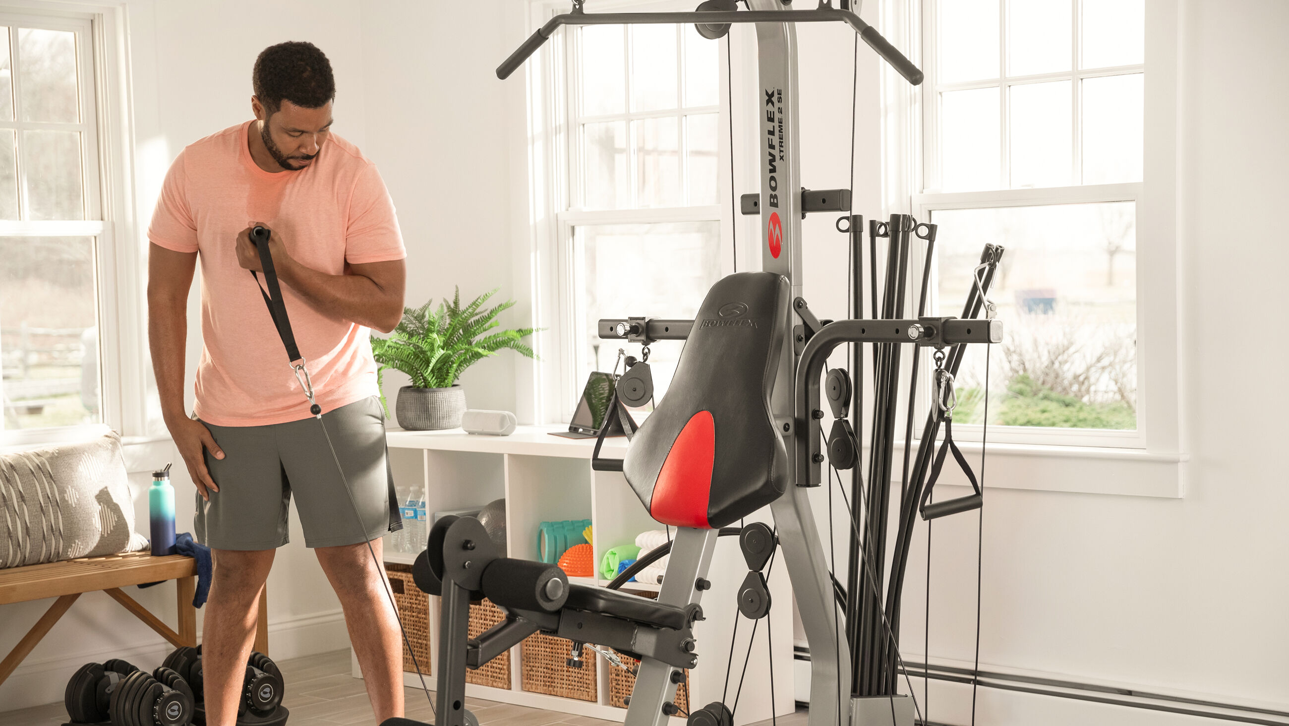Man doing a standing biceps curl - default view