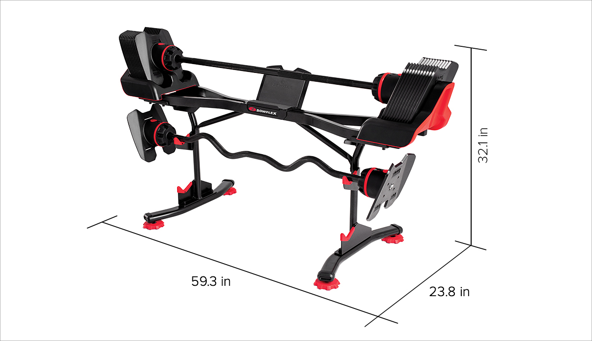 Dimensions of SelectTech 2080 Barbell Stand - 59.3 in x 23.8 in x 32.1 in
