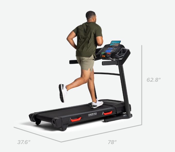 Treadmill BXT8J dimensions - 78 L x 37.6 W x 62.8 H inches